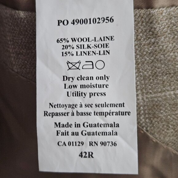 Lauren Ralph Lauren Mens 42R Beige Plaid Blazer Jaket 65% Wool 20% Silk 15% Line - Picture 4 of 14